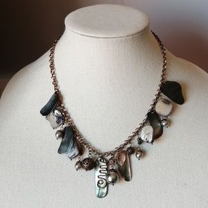 Lia Sophia Abalone Freshwater Pearl Coppertone Statement Necklace